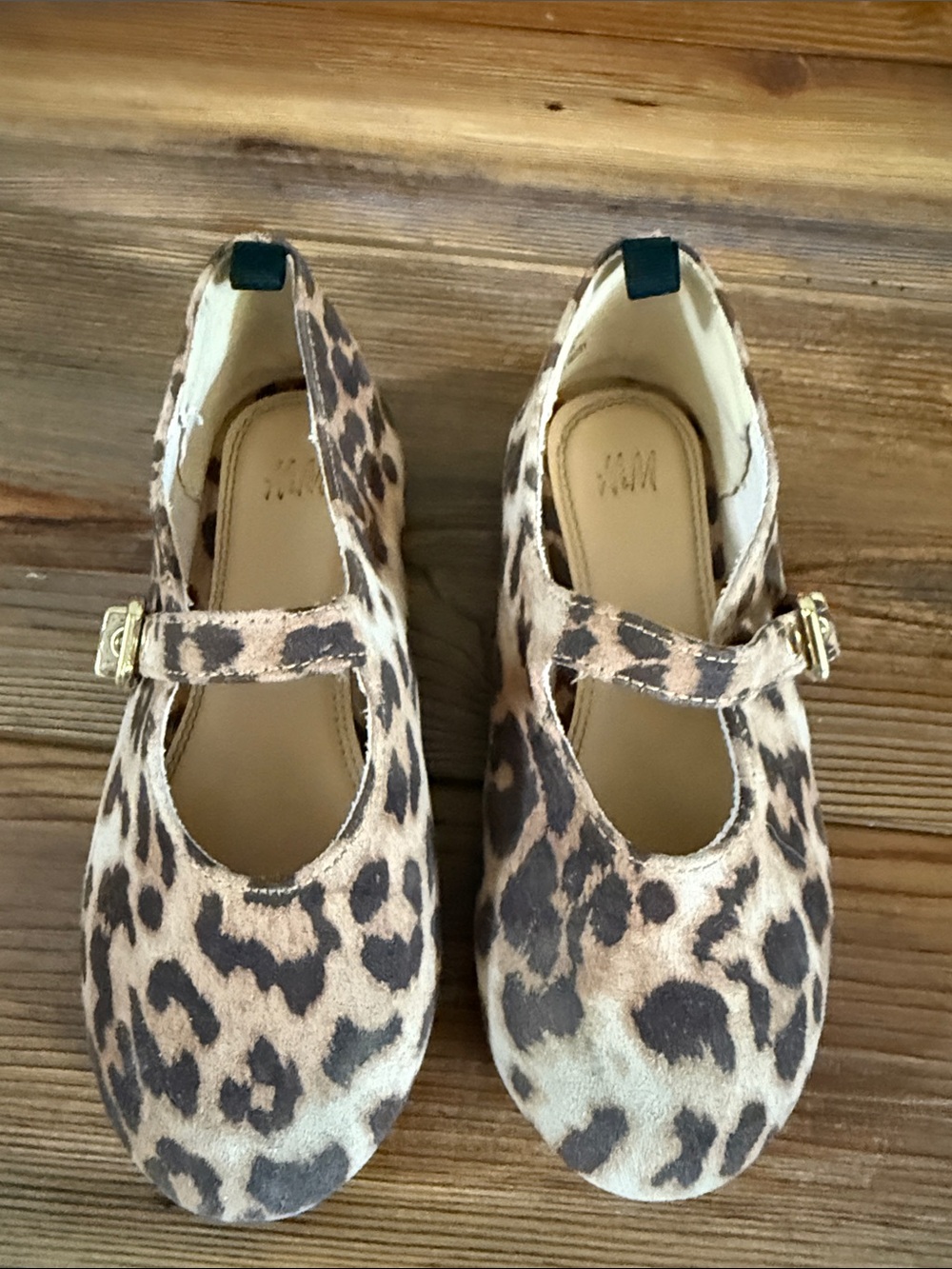 H&M Kids Leopard Print Mary Jane Shoes - Tan & Black